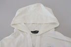 Dolce & Gabbana White Cotton Hooded Sweatshirt Logo Sweater - Zeiniez