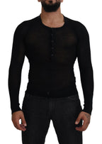 Dolce & Gabbana Black Cashmere Button Pullover Sweater - Zeiniez