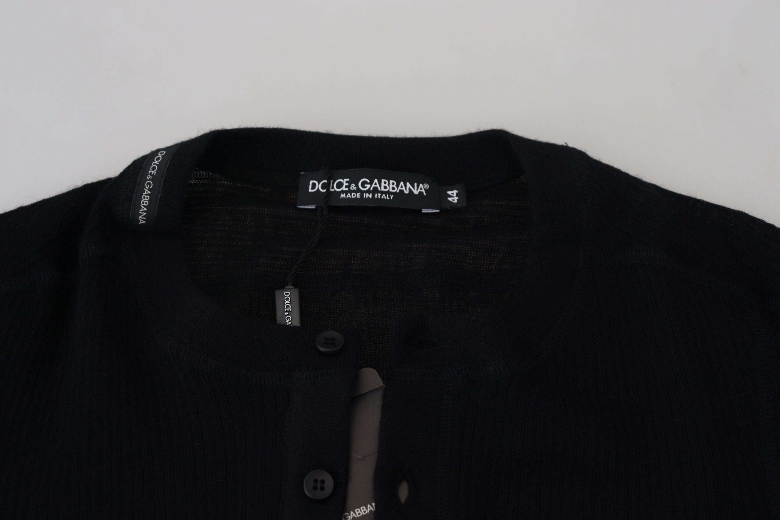 Dolce & Gabbana Black Cashmere Button Pullover Sweater - Zeiniez