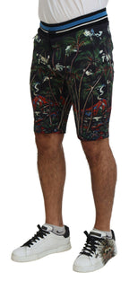 Dolce & Gabbana Black Cotton Volcano Print Casual Shorts - Zeiniez