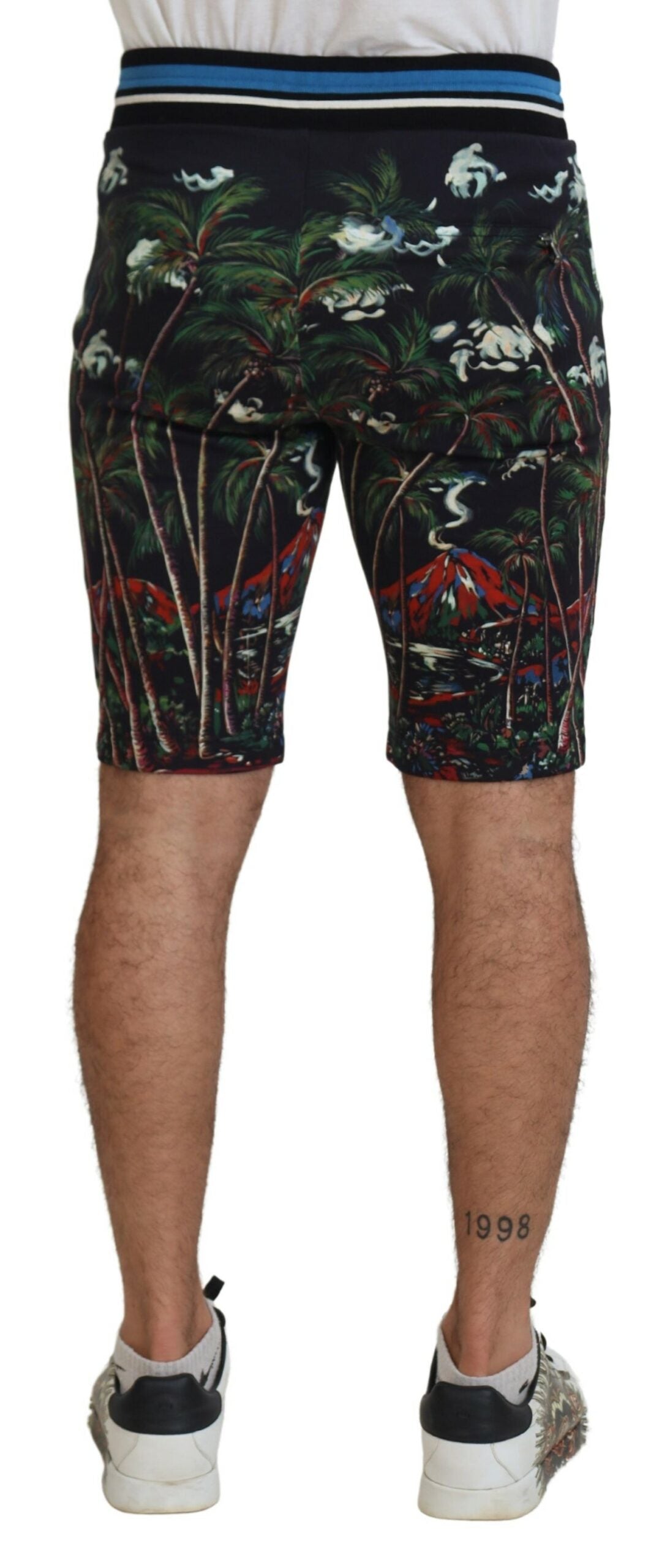 Dolce & Gabbana Black Cotton Volcano Print Casual Shorts - Zeiniez