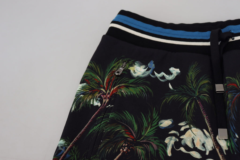 Dolce & Gabbana Black Cotton Volcano Print Casual Shorts - Zeiniez