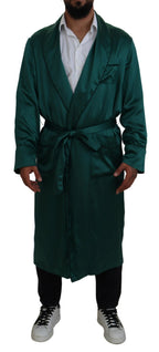 Dolce & Gabbana Green Silk Waist Belt Robe Sleepwear - Zeiniez