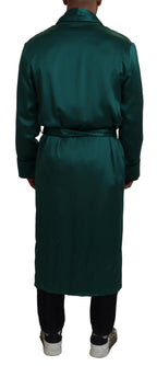 Dolce & Gabbana Green Silk Waist Belt Robe Sleepwear - Zeiniez