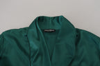 Dolce & Gabbana Green Silk Waist Belt Robe Sleepwear - Zeiniez