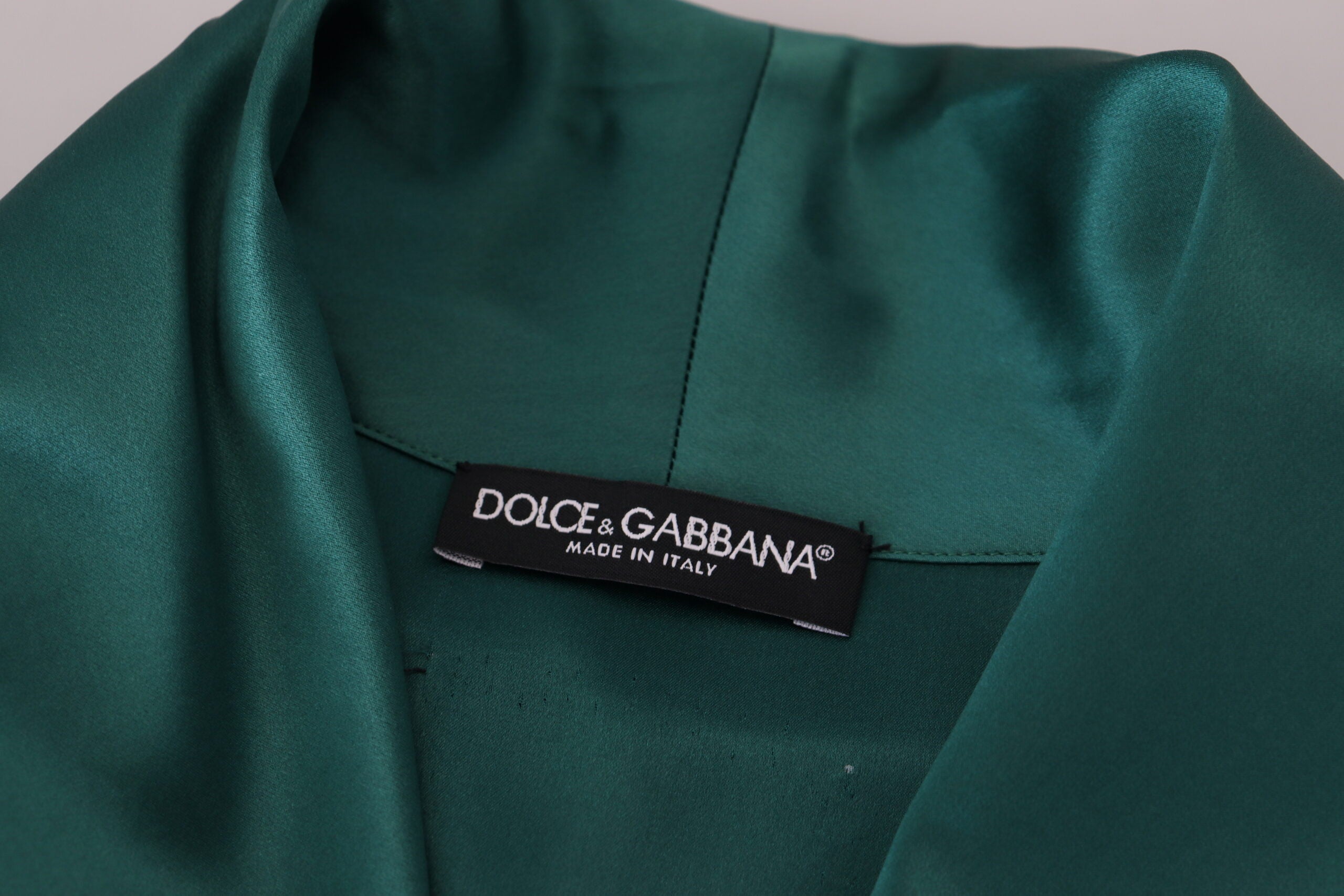 Dolce & Gabbana Green Silk Waist Belt Robe Sleepwear - Zeiniez