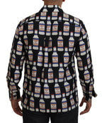 Dolce & Gabbana Black Silk Printed Collared Men Casual Shirt - Zeiniez