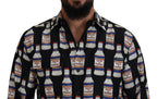 Dolce & Gabbana Black Silk Printed Collared Men Casual Shirt - Zeiniez