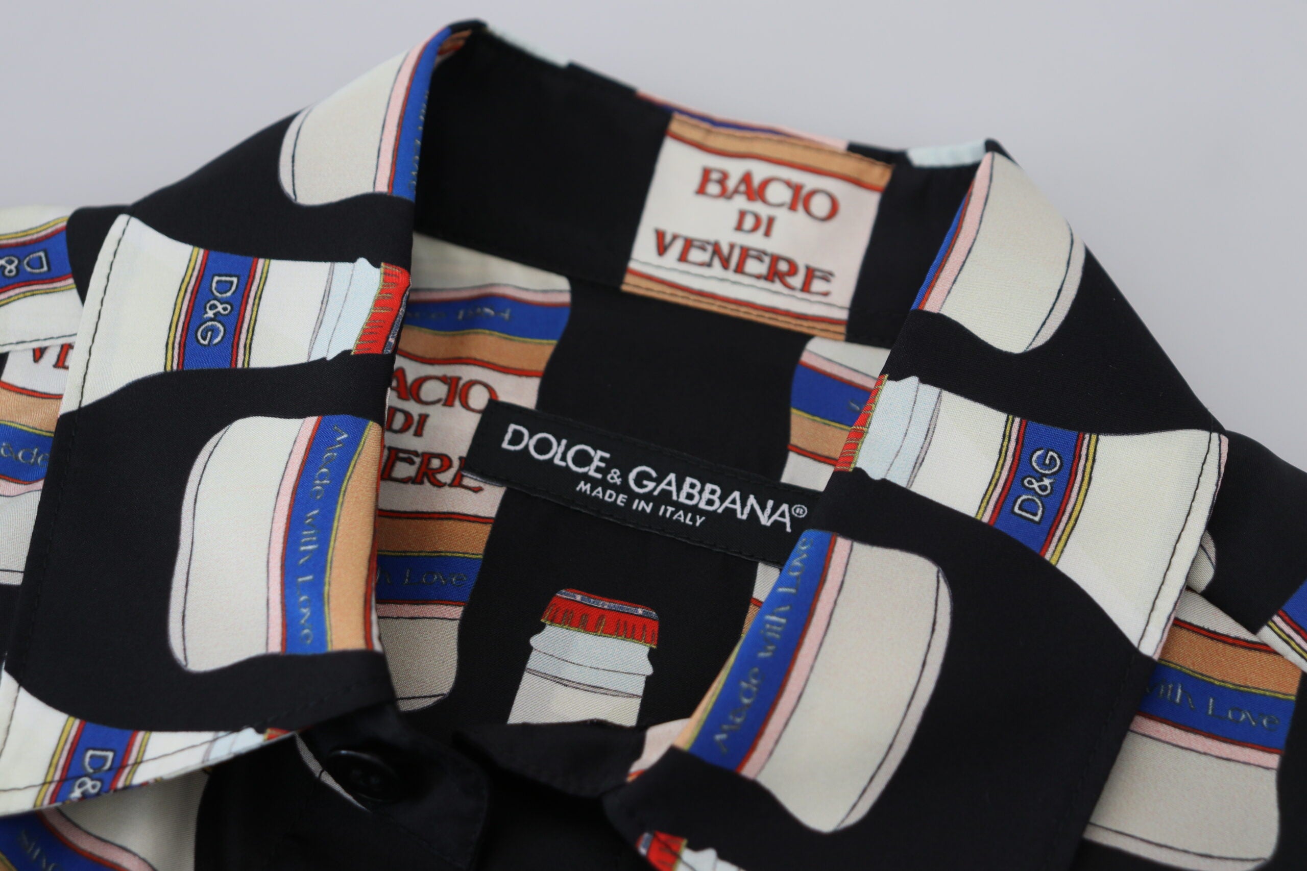 Dolce & Gabbana Black Silk Printed Collared Men Casual Shirt - Zeiniez