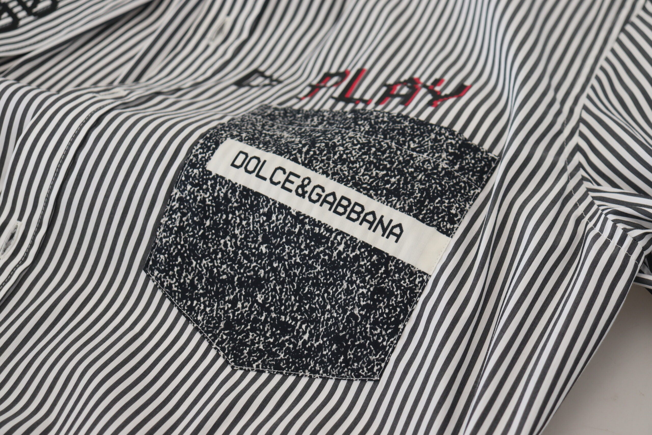 Dolce & Gabbana Black White Striped Printed Casual Cotton Shirt - Zeiniez