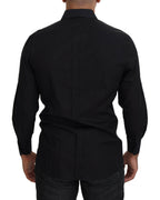 Dolce & Gabbana Black GOLD Cotton Collared Long Sleeve Shirt - Zeiniez