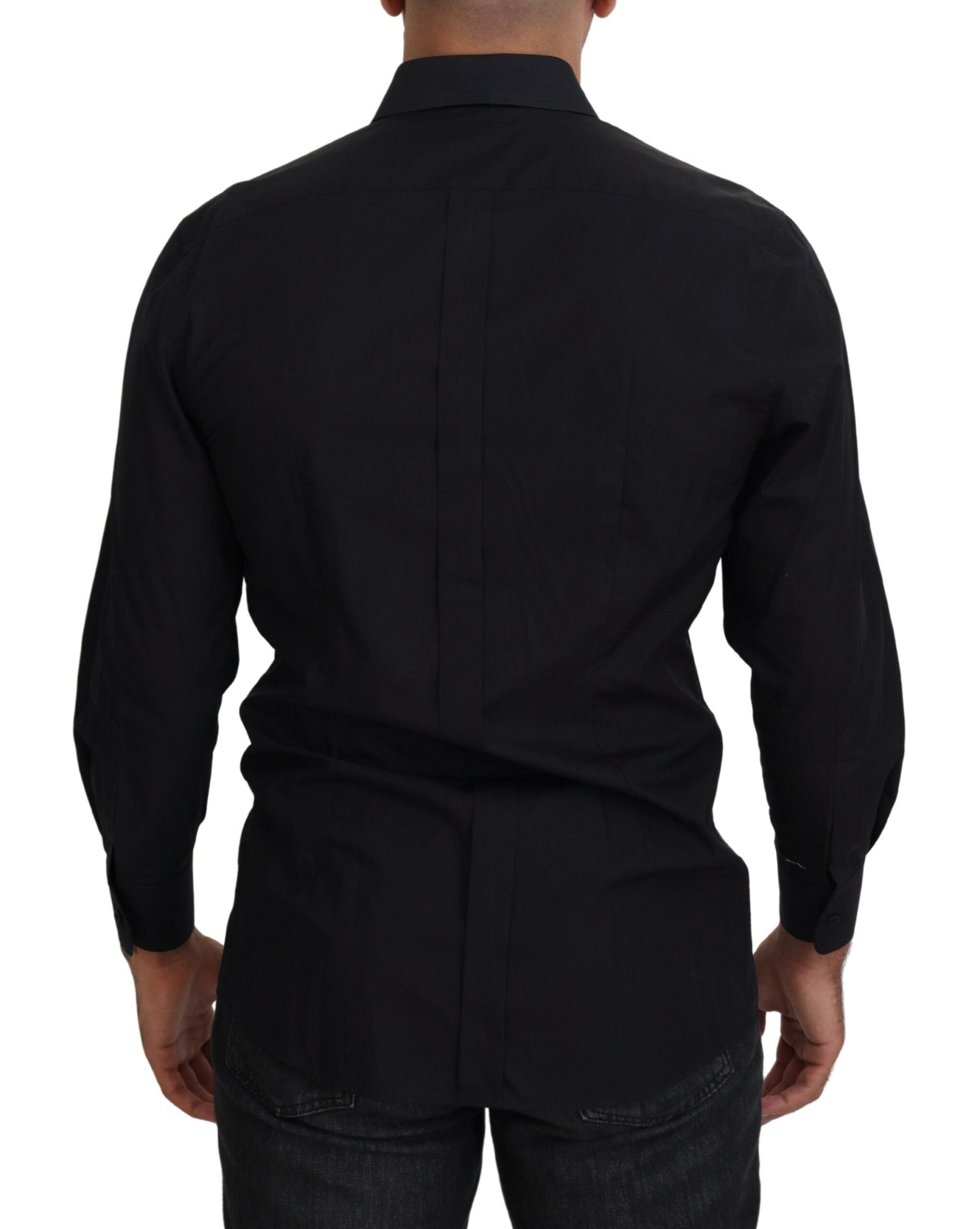 Dolce & Gabbana Black GOLD Cotton Collared Long Sleeve Shirt - Zeiniez