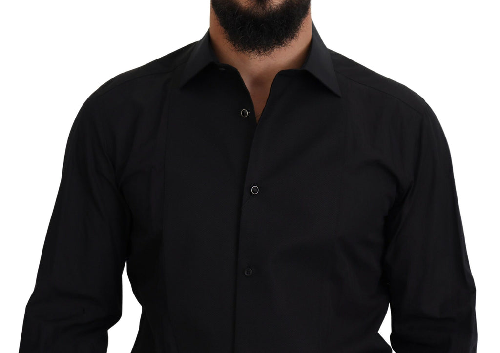 Dolce & Gabbana Black GOLD Cotton Collared Long Sleeve Shirt - Zeiniez
