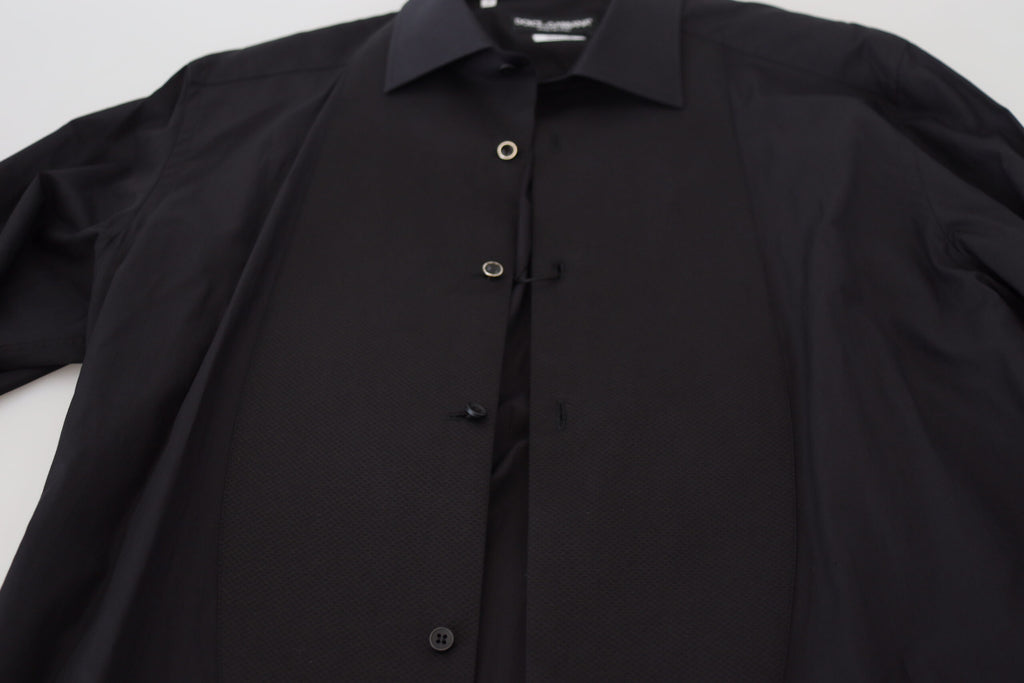 Dolce & Gabbana Black GOLD Cotton Collared Long Sleeve Shirt - Zeiniez