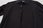 Dolce & Gabbana Black GOLD Cotton Collared Long Sleeve Shirt - Zeiniez