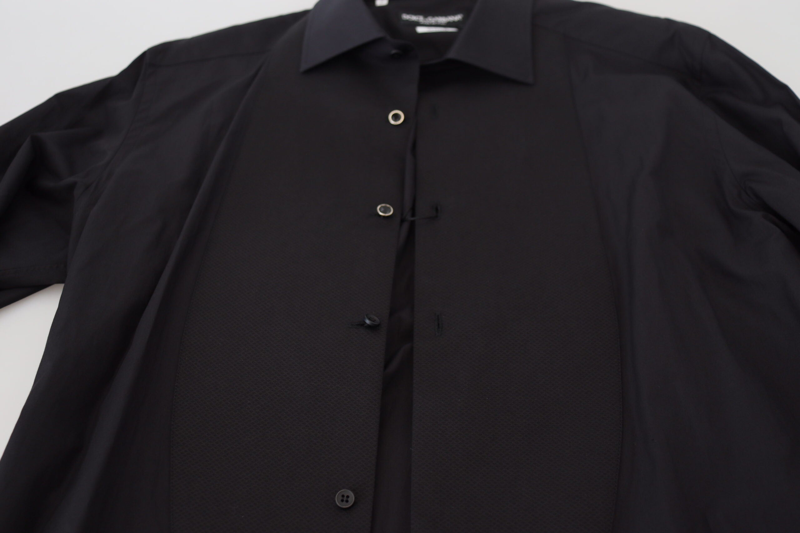 Dolce & Gabbana Black GOLD Cotton Collared Long Sleeve Shirt - Zeiniez