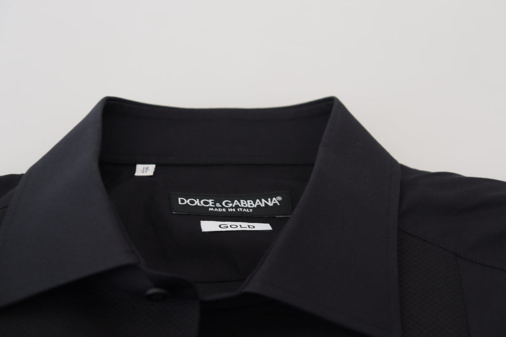 Dolce & Gabbana Black GOLD Cotton Collared Long Sleeve Shirt - Zeiniez