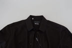Dolce & Gabbana Black Cotton Collared Long Sleeve GOLD Shirt - Zeiniez