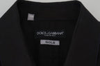 Dolce & Gabbana Black Cotton Collared Long Sleeve GOLD Shirt - Zeiniez