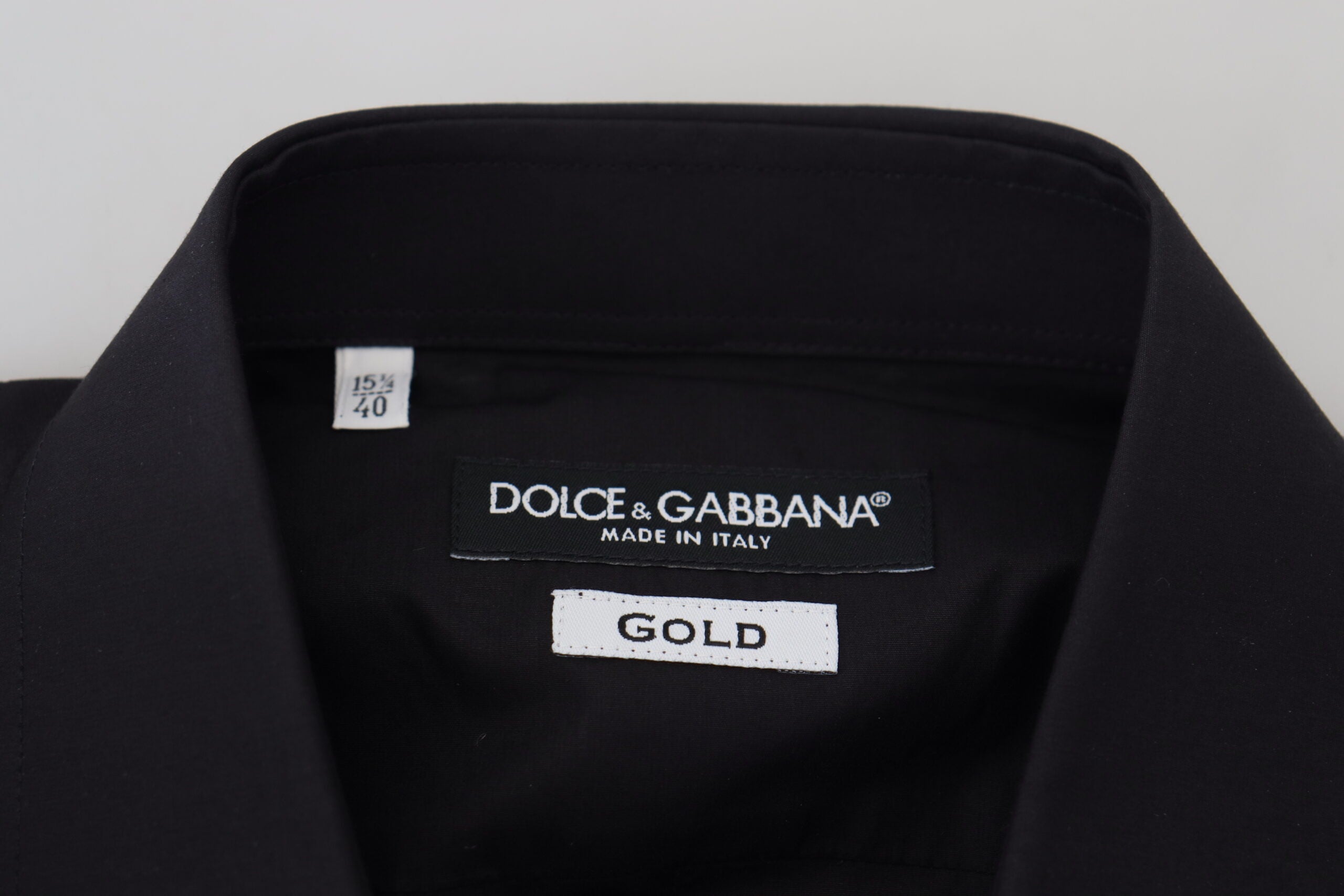 Dolce & Gabbana Black Floral Embroidery Men Long Sleeves GOLD Shirt - Zeiniez