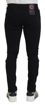 Dolce & Gabbana Black Slim Fit Tattered Denim Cotton Jeans - Zeiniez