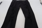 Dolce & Gabbana Black Slim Fit Tattered Denim Cotton Jeans - Zeiniez