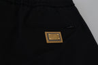 Dolce & Gabbana Black Cotton Elastic Waist DG Logo Cropped Pants - Zeiniez