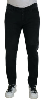 Dolce & Gabbana Black Angel Embroidery Skinny Denim Jeans - Zeiniez