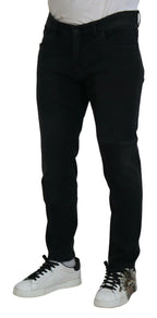 Dolce & Gabbana Black Angel Embroidery Skinny Denim Jeans - Zeiniez
