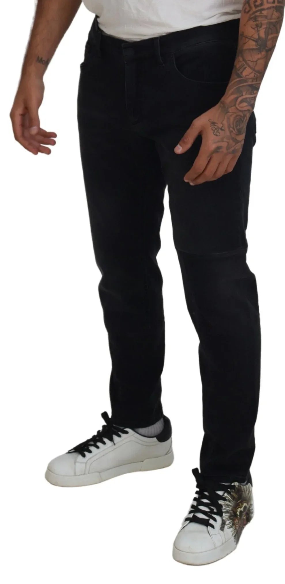 Dolce & Gabbana Black Angel Embroidery Skinny Denim Jeans - Zeiniez