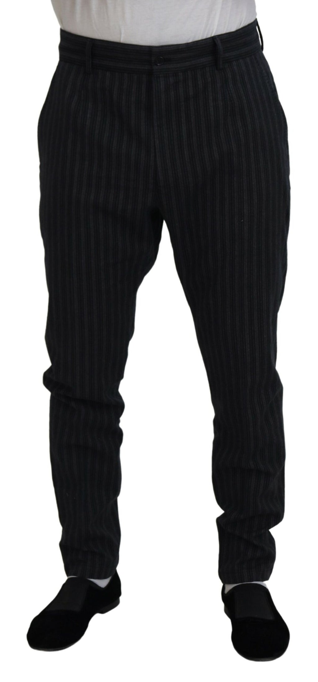 Dolce & Gabbana Dark Gray Stripes Chino Dress Pants - Zeiniez