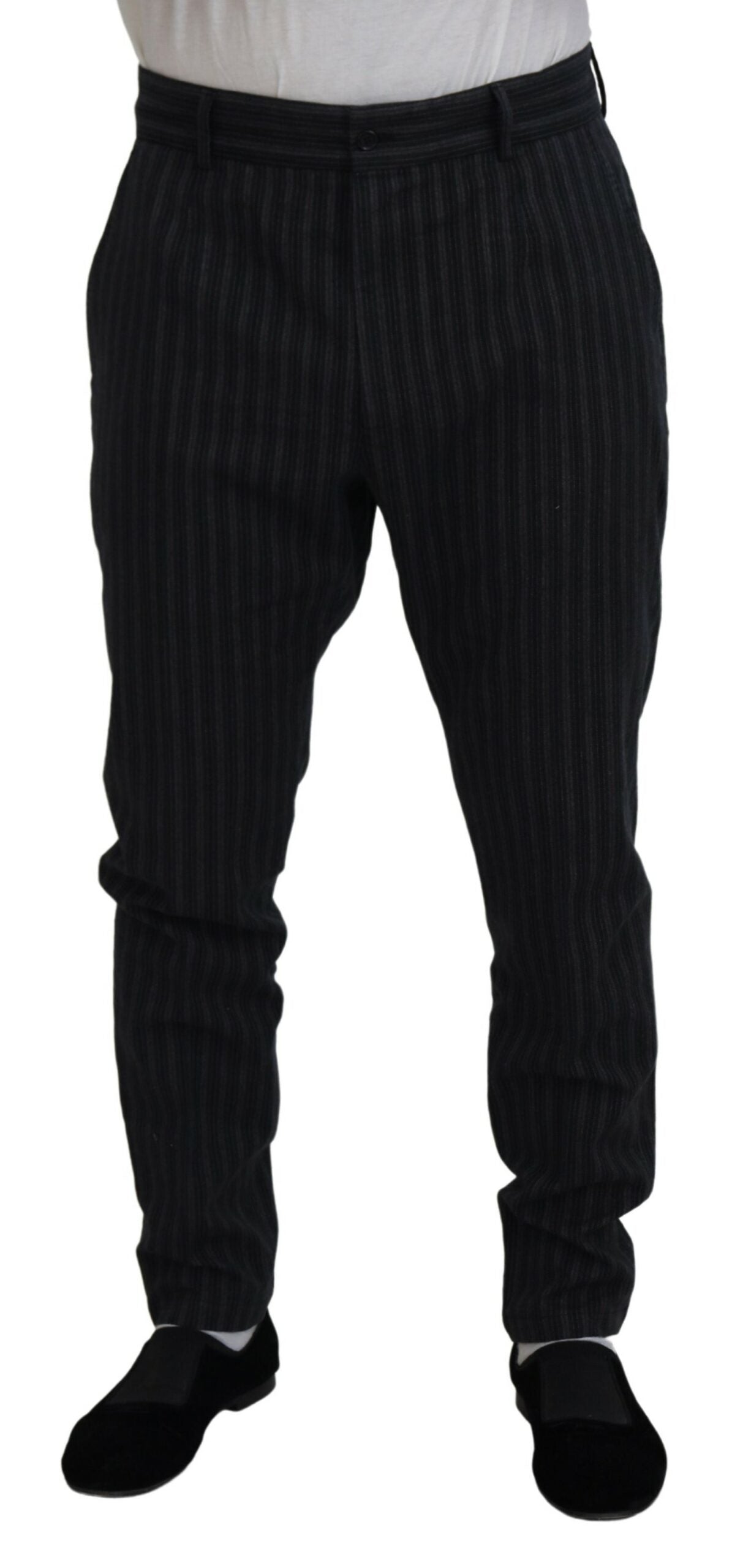 Dolce & Gabbana Dark Gray Stripes Chino Dress Pants - Zeiniez