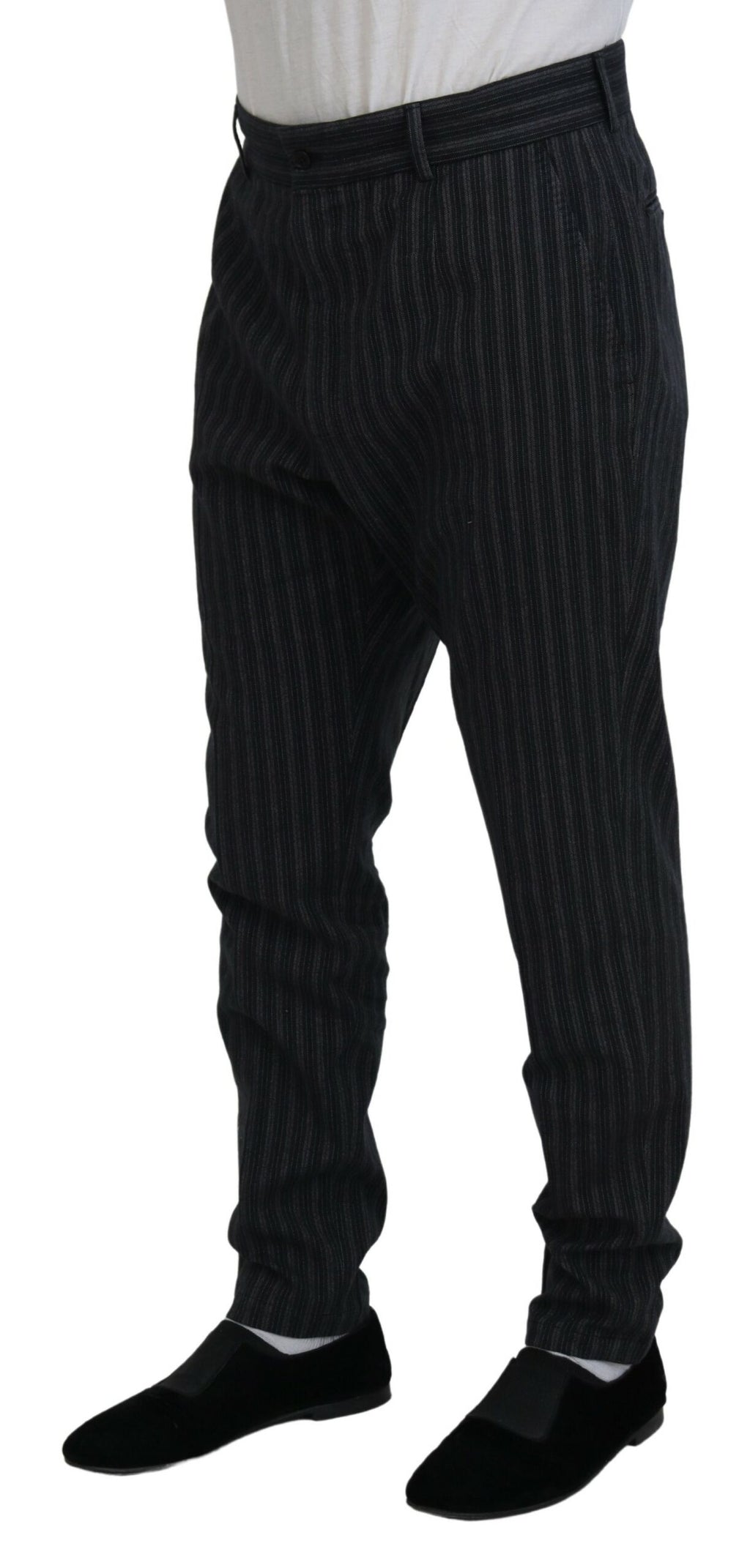 Dolce & Gabbana Dark Gray Stripes Chino Dress Pants - Zeiniez