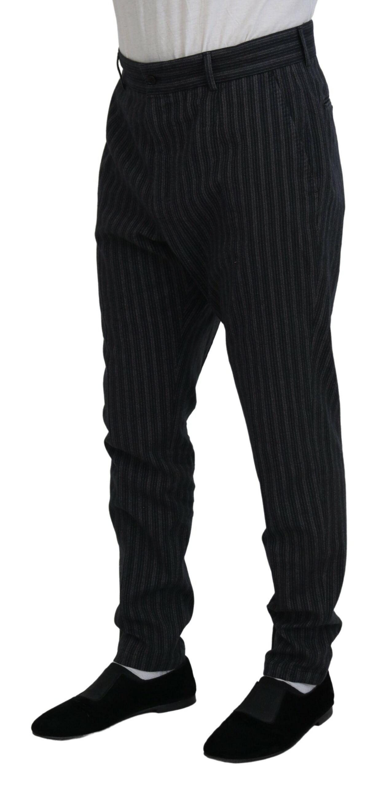 Dolce & Gabbana Dark Gray Stripes Chino Dress Pants - Zeiniez