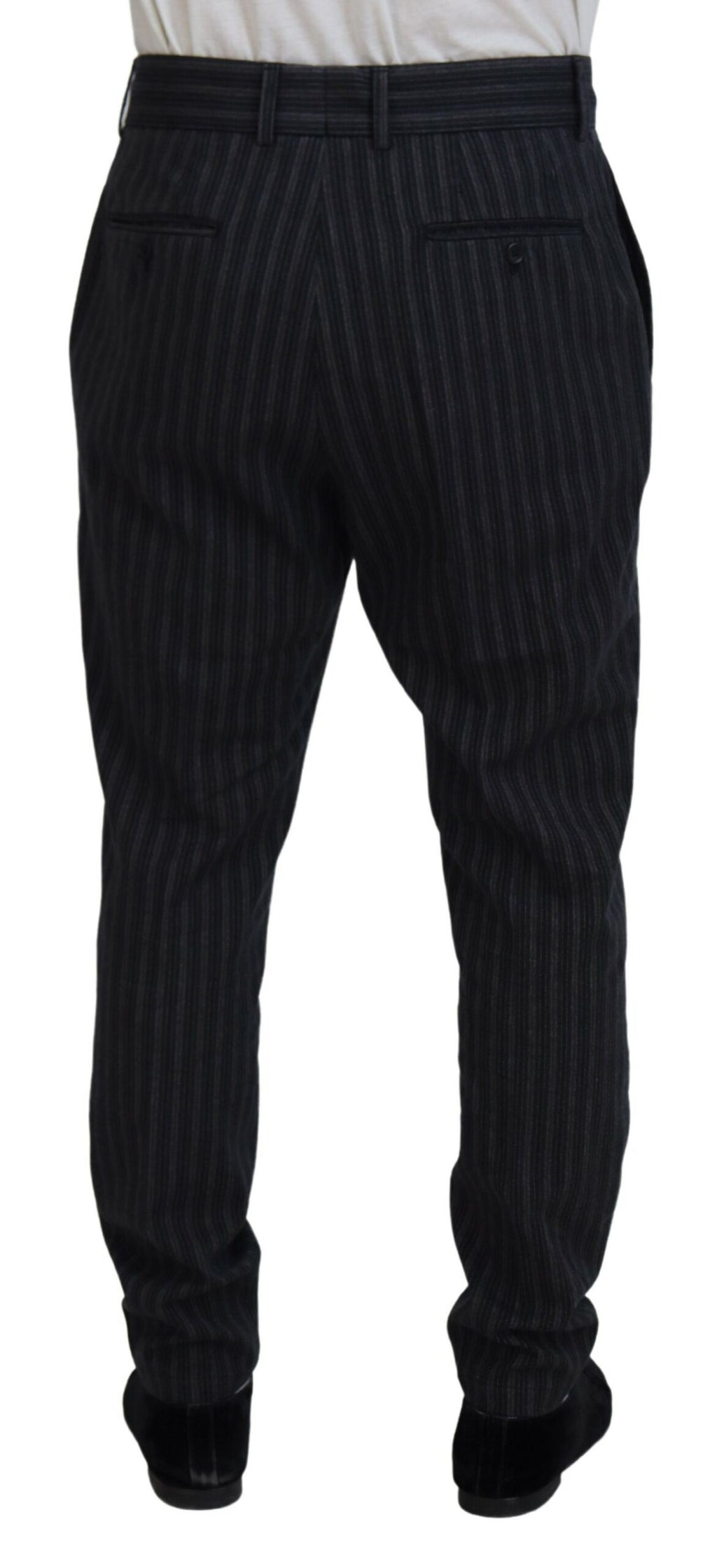 Dolce & Gabbana Dark Gray Stripes Chino Dress Pants - Zeiniez