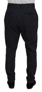 Dolce & Gabbana Dark Gray Stripes Chino Dress Pants - Zeiniez