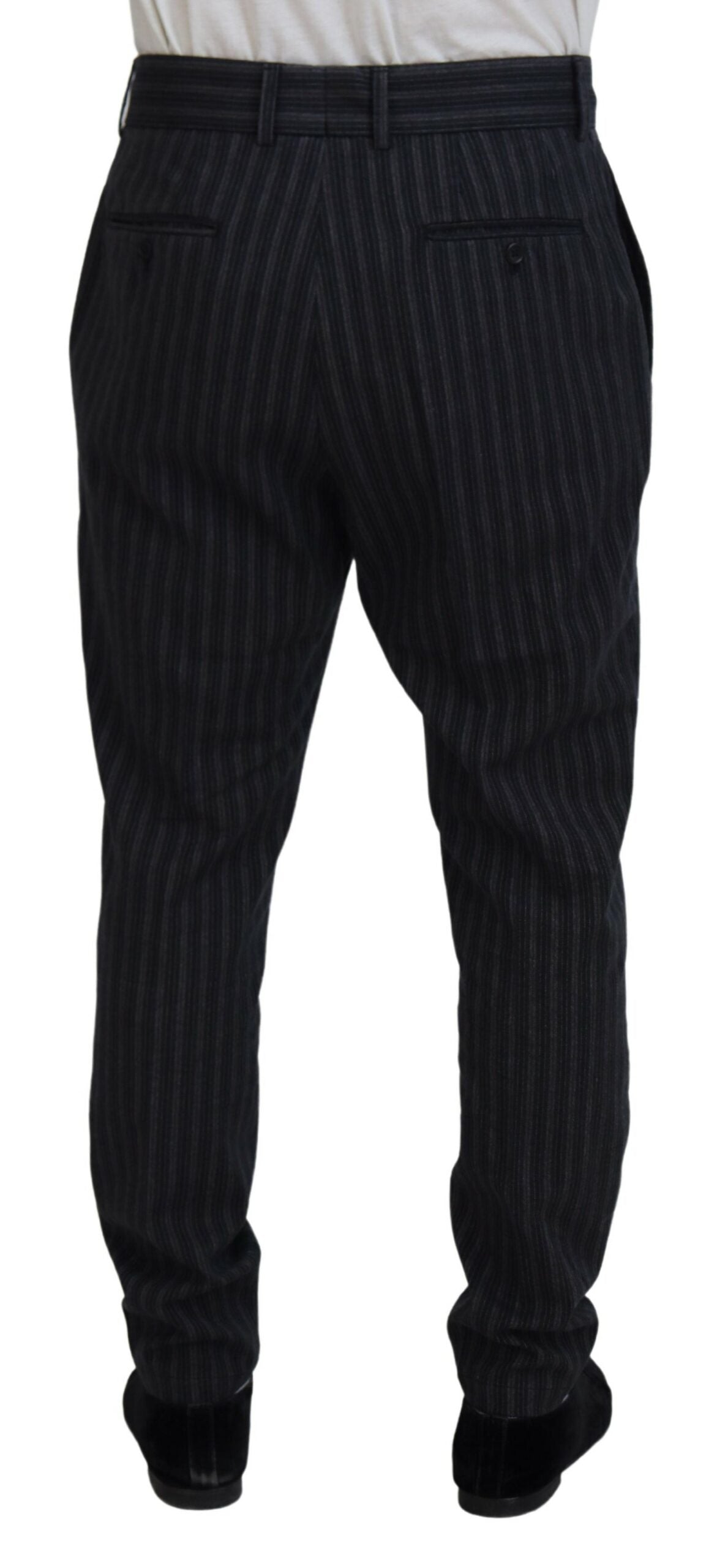 Dolce & Gabbana Dark Gray Stripes Chino Dress Pants - Zeiniez