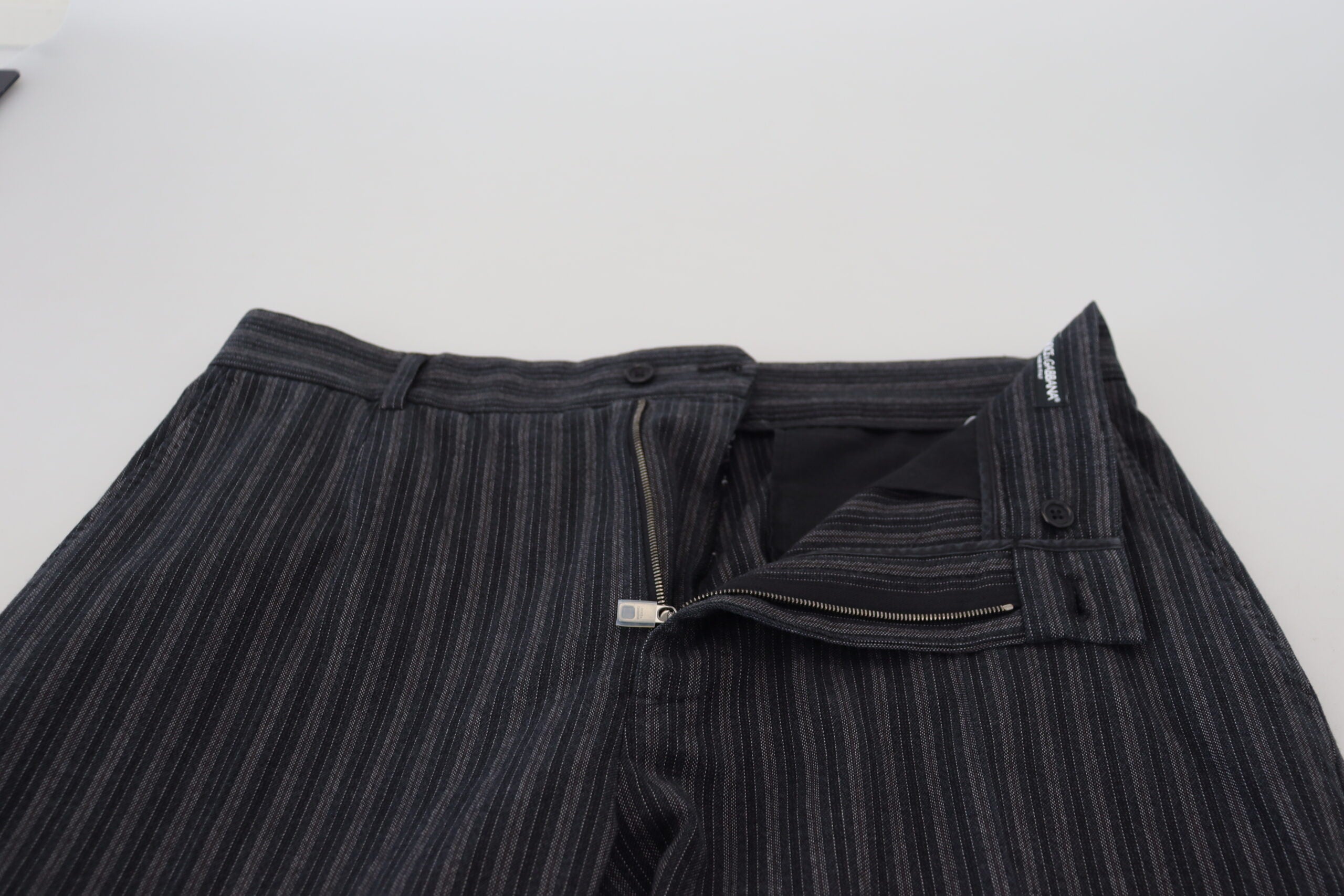 Dolce & Gabbana Dark Gray Stripes Chino Dress Pants - Zeiniez