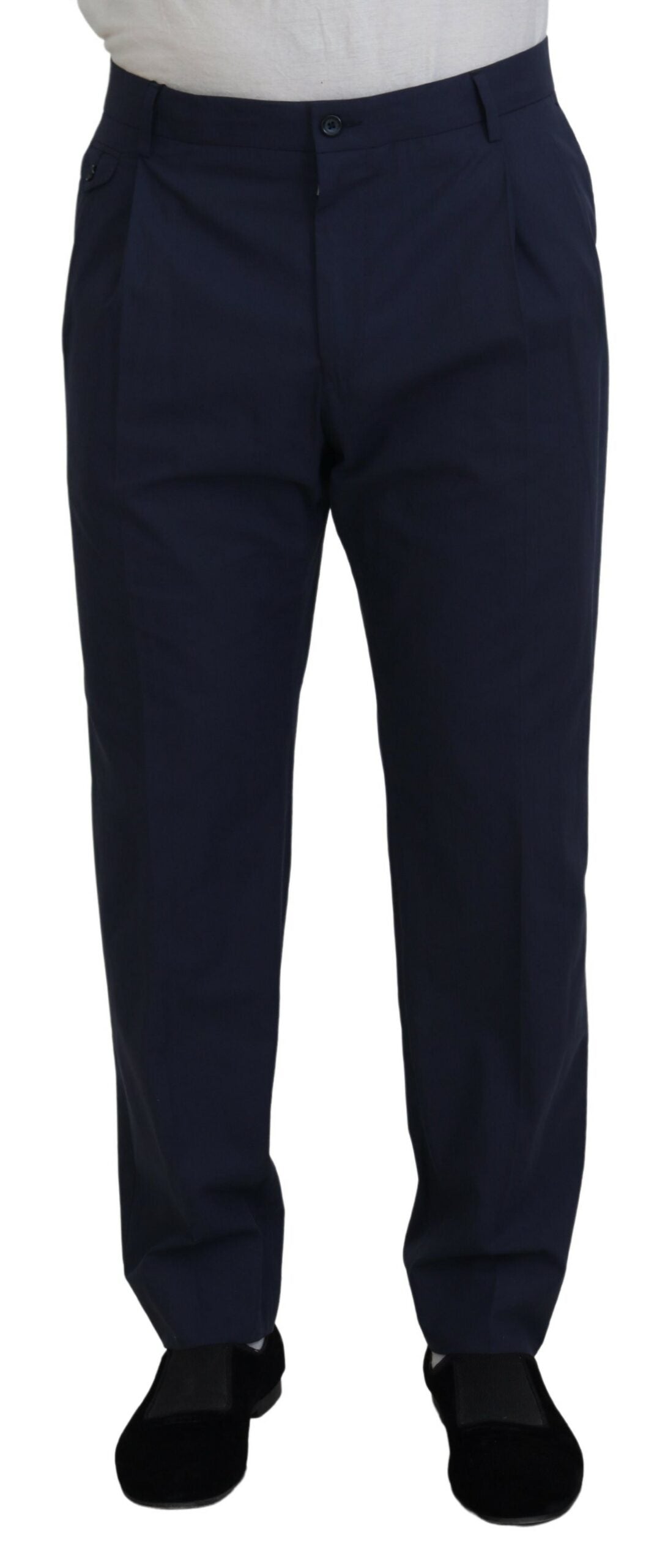 Dolce & Gabbana Dark Blue Cotton Chino Formal Pants - Zeiniez