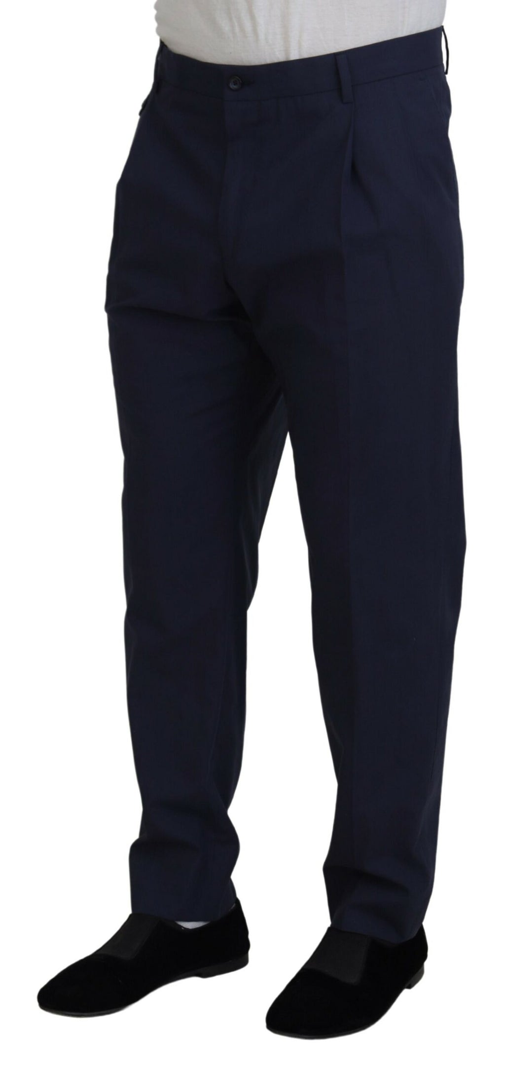 Dolce & Gabbana Dark Blue Cotton Chino Formal Pants - Zeiniez