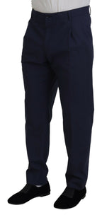 Dolce & Gabbana Dark Blue Cotton Chino Formal Pants - Zeiniez