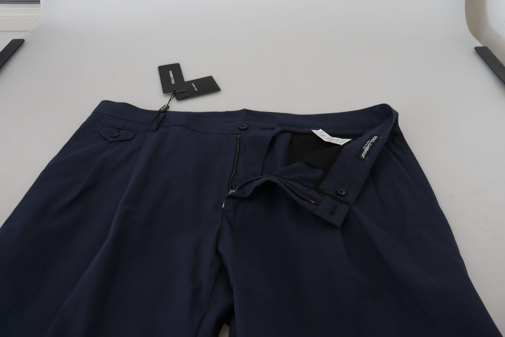 Dolce & Gabbana Dark Blue Cotton Chino Formal Pants - Zeiniez