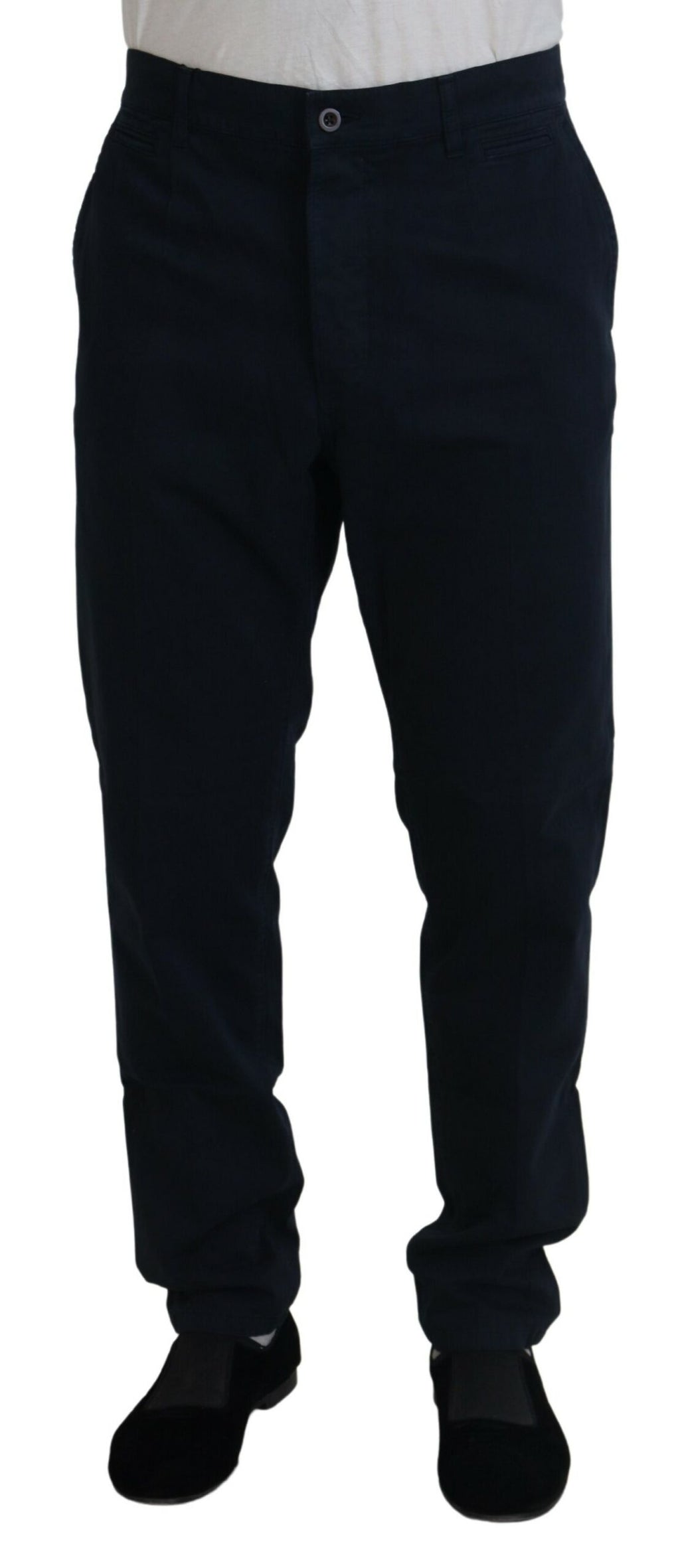 Dolce & Gabbana Blue Cotton Dress Formal Men Pants - Zeiniez