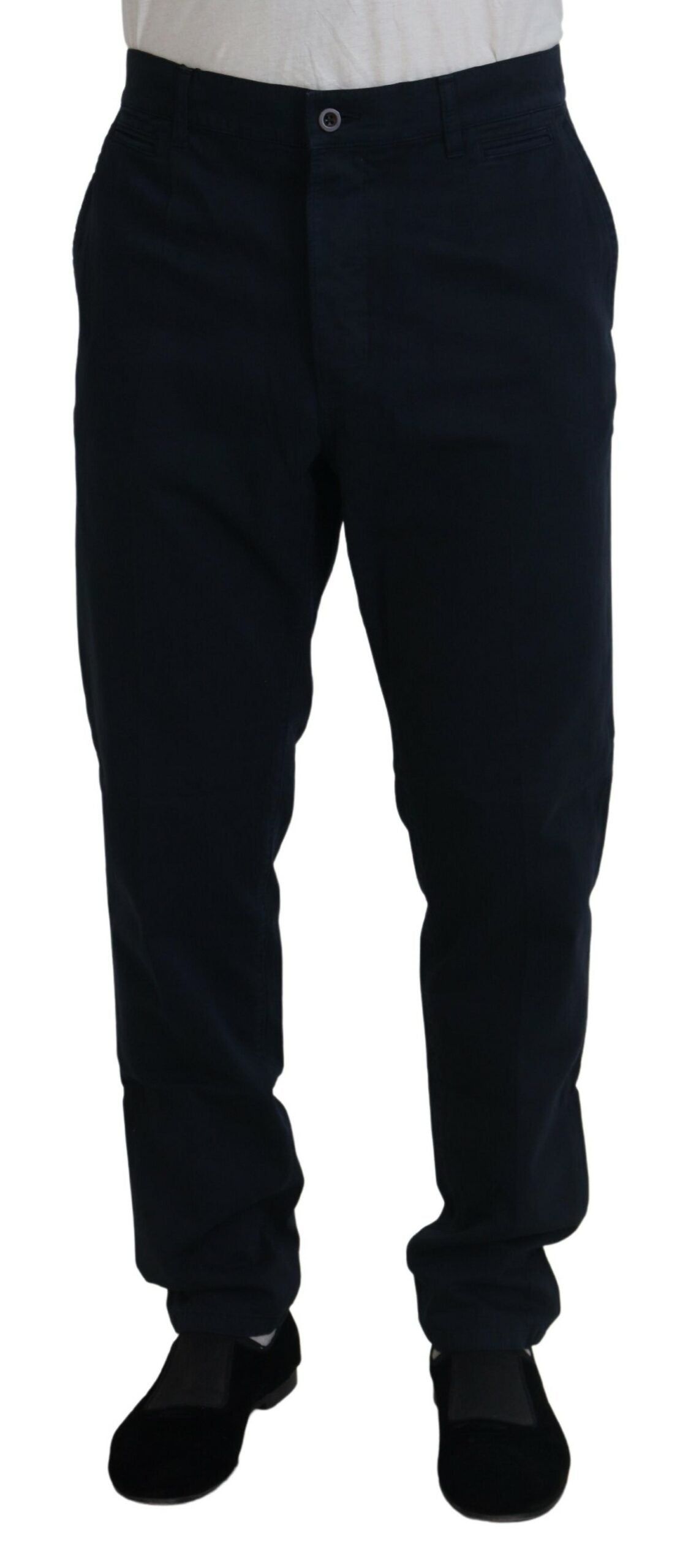 Dolce & Gabbana Blue Cotton Dress Formal Men Pants - Zeiniez