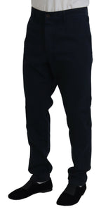 Dolce & Gabbana Blue Cotton Dress Formal Men Pants - Zeiniez