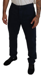 Dolce & Gabbana Blue Cotton Dress Formal Men Pants - Zeiniez