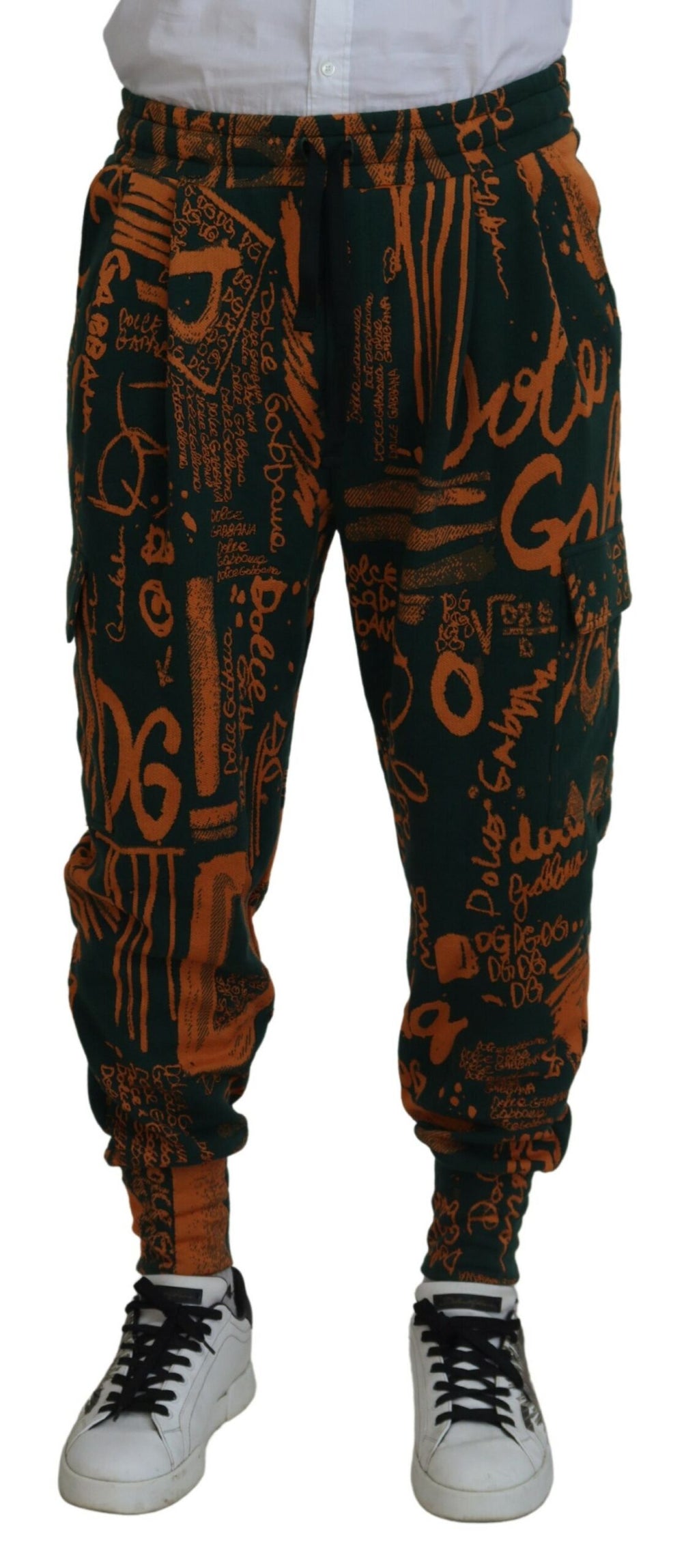 Dolce & Gabbana Multicolor Logo Print Silk Cargo Jogger Pants - Zeiniez