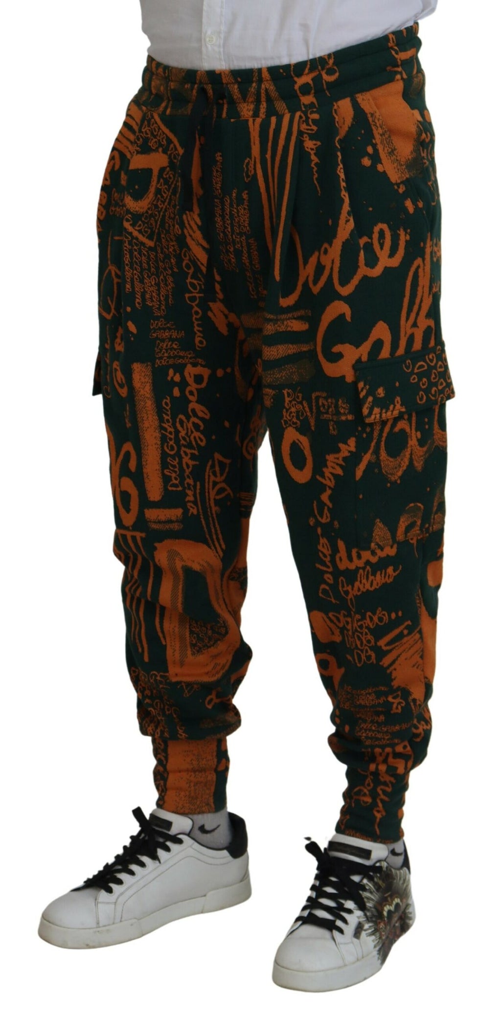 Dolce & Gabbana Multicolor Logo Print Silk Cargo Jogger Pants - Zeiniez