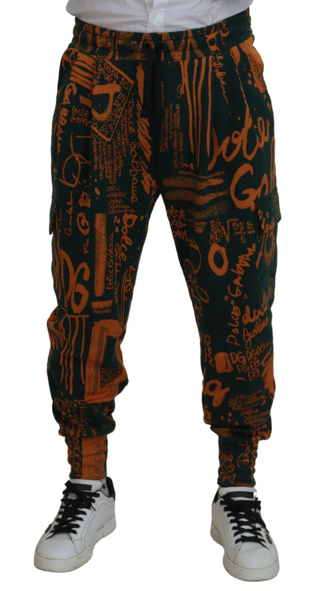 Dolce & Gabbana Multicolor Logo Print Silk Cargo Jogger Pants - Zeiniez