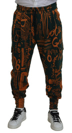Dolce & Gabbana Multicolor Logo Print Silk Cargo Jogger Pants - Zeiniez